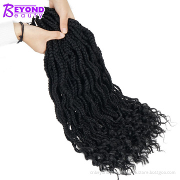 Goddess Box Braids Crochet Braids Hair Curly ends Synthetic Ombre Braiding Hair Pre looped Curly Hair Wave